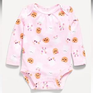 Old Navy Pink Pumpkin Print Baby Onesie